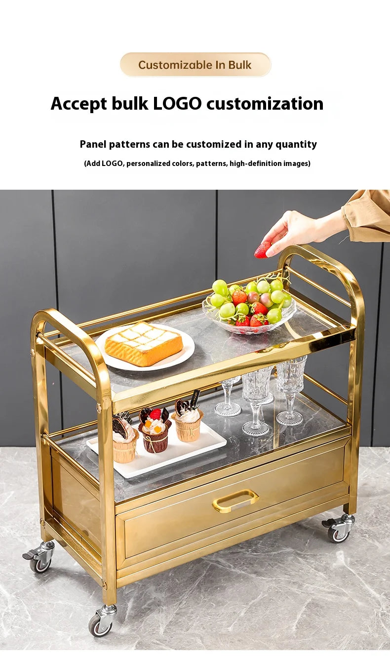 Stainless Steel Utility Cart Restaurant Bar and Hotel Dining Wine Cart Second-Hand Mobile Food Delivery Trolley