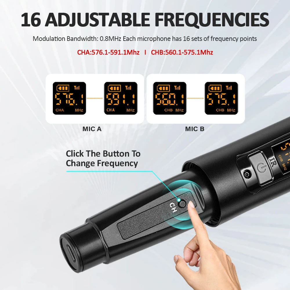 4 Channel Karaoke Audio Mixer with Dual UHF Wireless Microphone USB Bluetooth DJ Mixer for Party Computer Studio Recording DGNOG