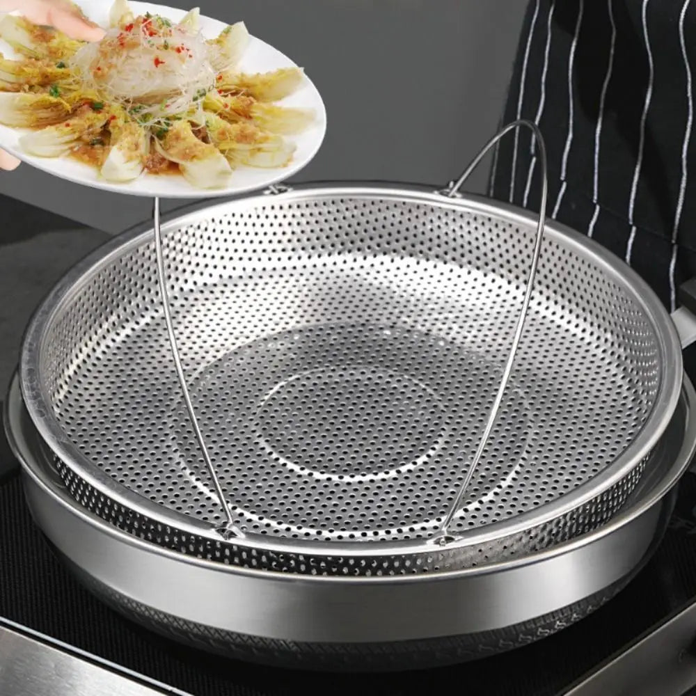 Stainless Steel Steamer Foldable Steam Cooking Utensil Steaming Tray with Handle Steaming Grid Cookware