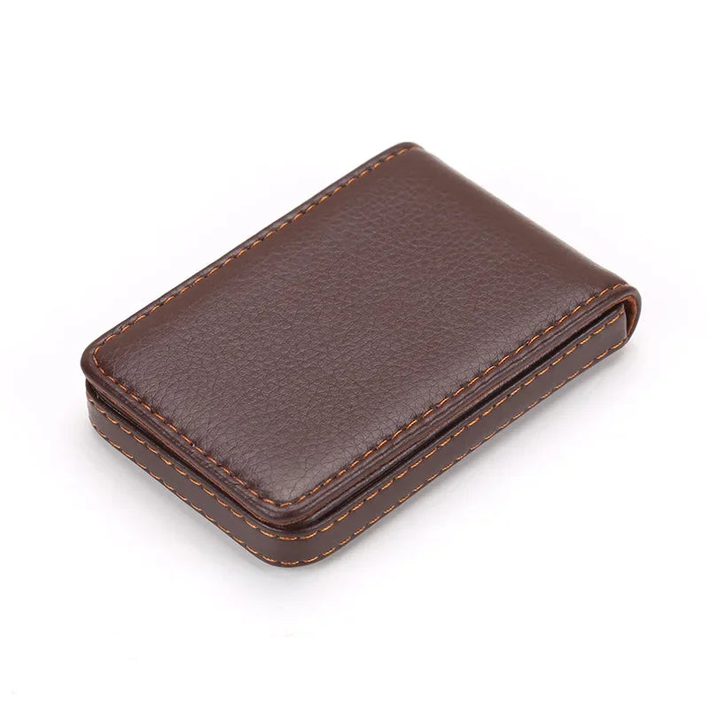 Vertical Version PU Leather Business Card Case Business Card Holder Pocket Business Office Name Card Holder With Magnetic Shut