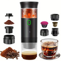 Portable espresso machine, coffee maker for on the go, 3-in-1 rechargeable coffee maker for the car, compatible with ground coff