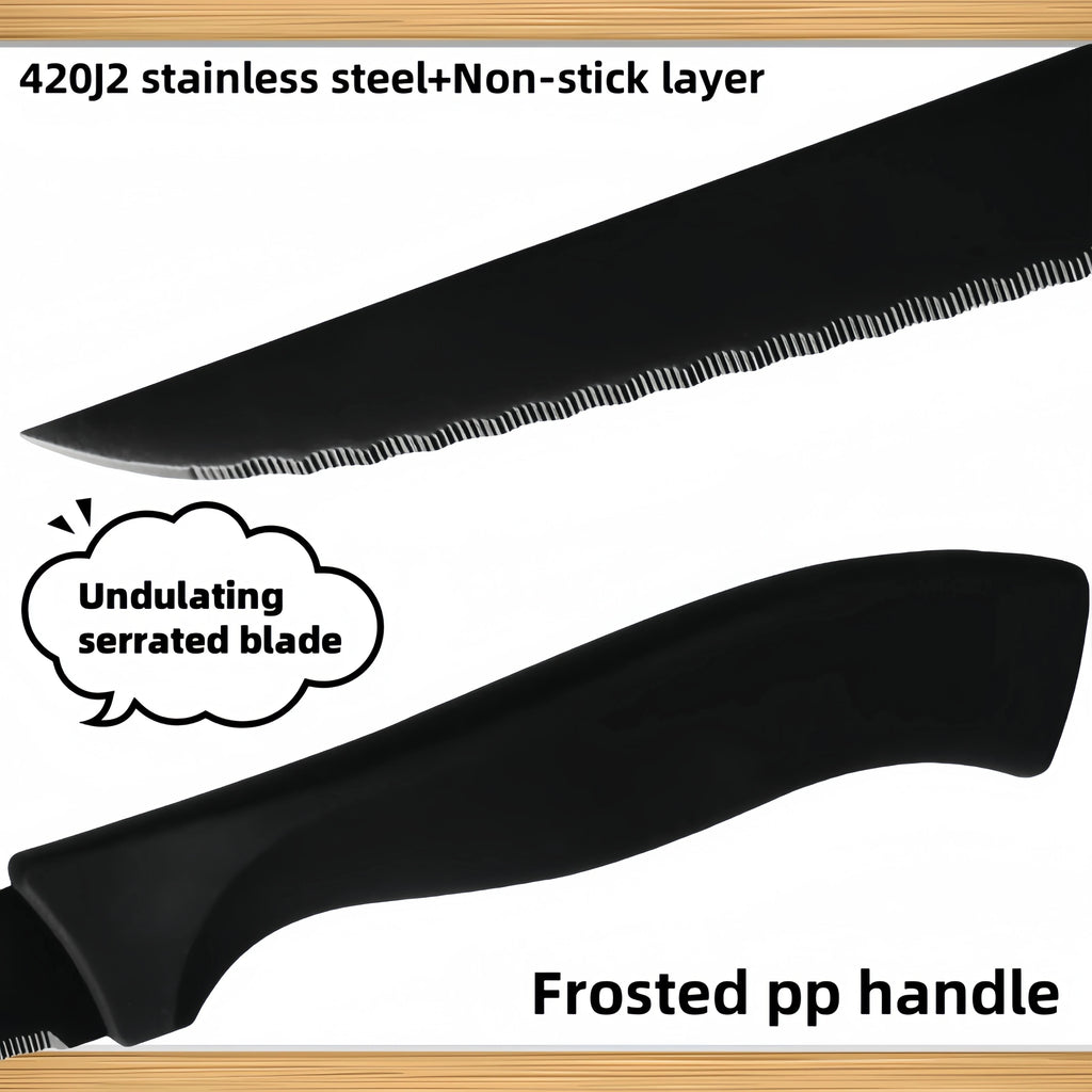 Steak Knives Set 4/6/8Pcs Black Matte Comfort Handle Paring Knives German Stainless Steel Serrated Non Stick  Dishwasher Safe