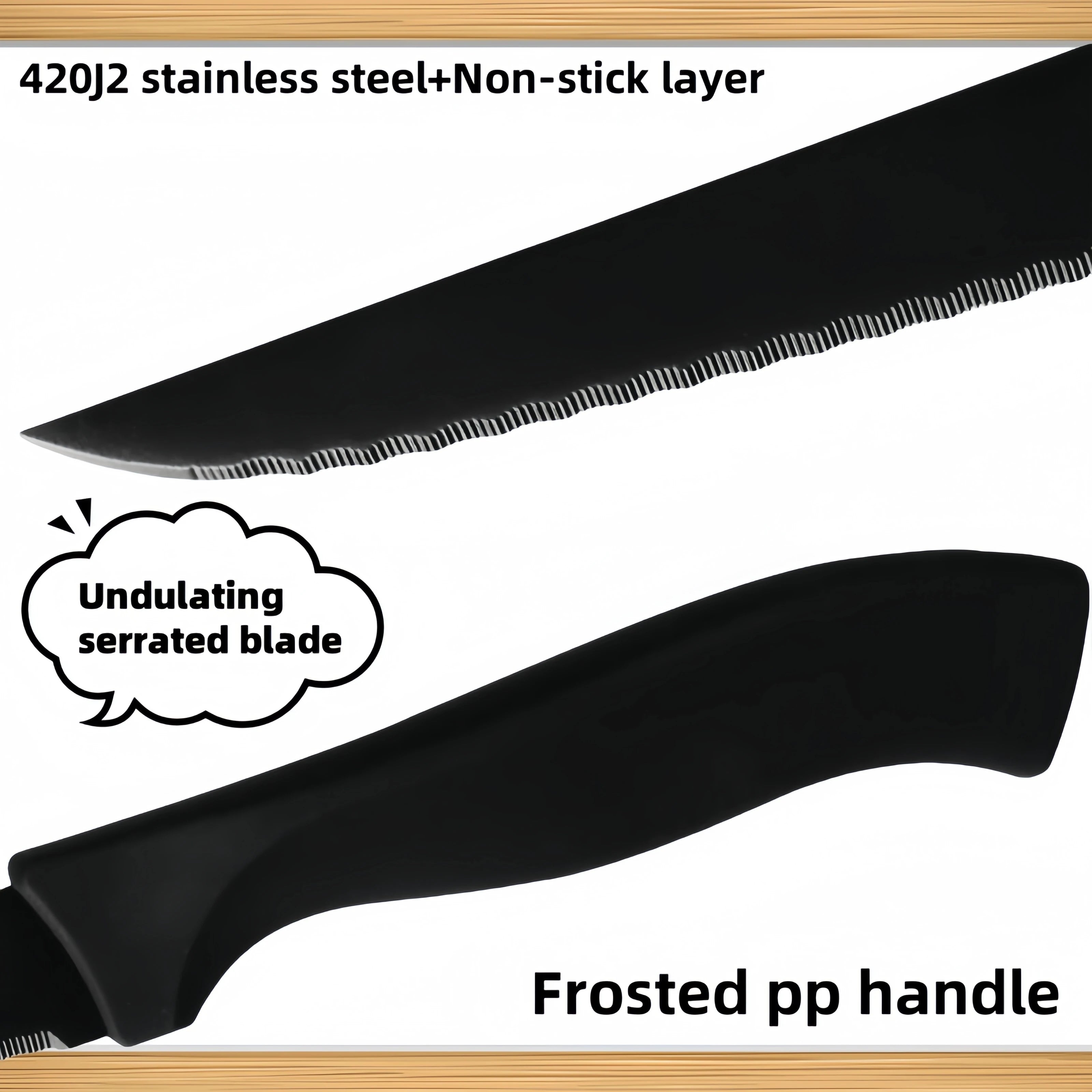 Steak Knives Set 4/6/8Pcs Black Matte Comfort Handle Paring Knives German Stainless Steel Serrated Non Stick  Dishwasher Safe
