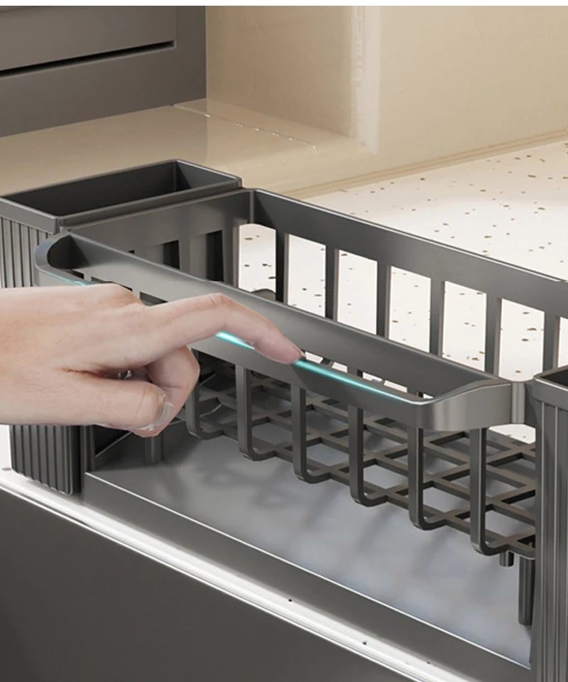 Kitchen Cleaning Tools Storage Rack Cleaning Sponge Cleaner Drainage Rack Plastic Multifunctional Dishcloth Rod Cutlery Holder