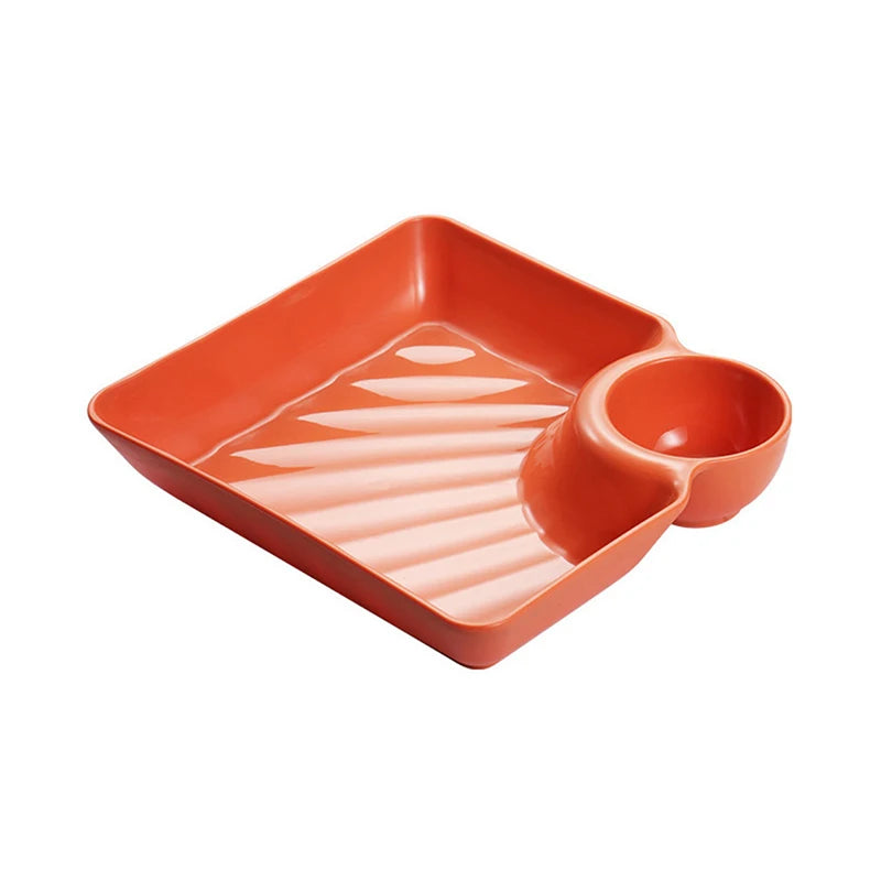 Large Square Dumpling Plate with Vinegar Space Snack Platter Creative Separated Divided Tray Tableware christmas tableware