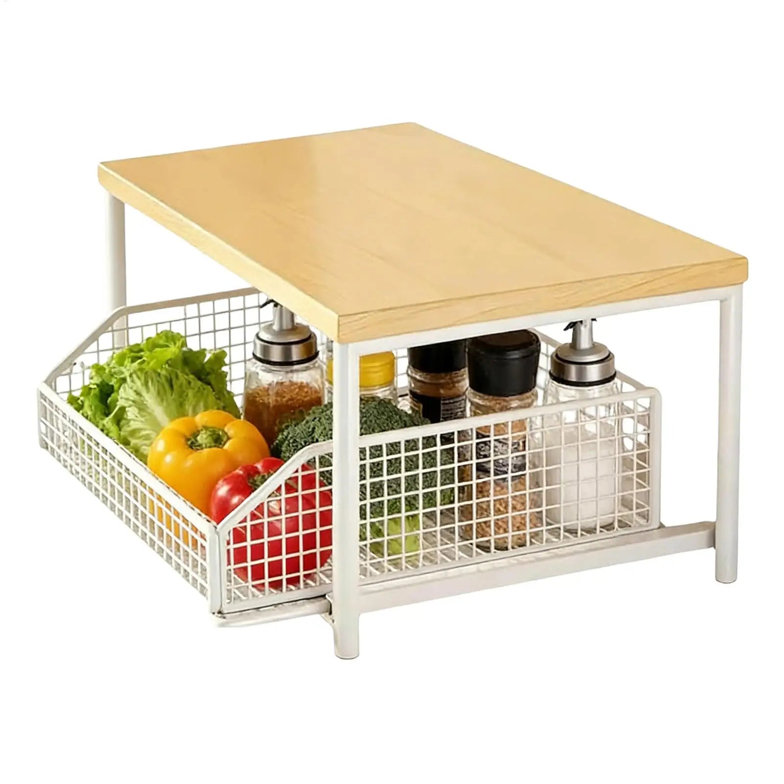Kitchen Storage Rack Vertical 2-Tier Organizer Rack Standing Storage Shelves Multi-Functional Space Saving Countertop Storage