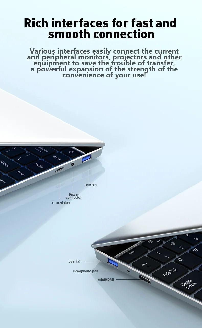 Fine 14.1'' Laptop with Intel 4405U,120Hz FHD IPS Screen,32GB RAM,2TB SSD,5000mAh Backlit Keyboard