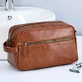 Men Business Travel Wash Toiletry Bag Waterproof PU Leather Bathroom Shaving Tools Organizer Bag Makeup Pouch Women Cosmetic Bag