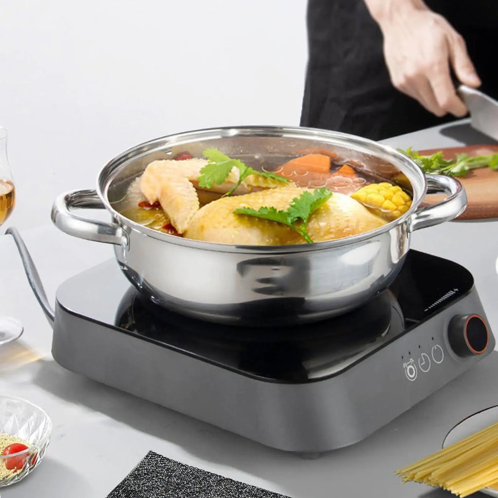 Steamer Pot for Cooking, Glass Lid Multi-Functional Stainless Steel Kitchen Cooking Steamer for Family Gathering Meal Prep