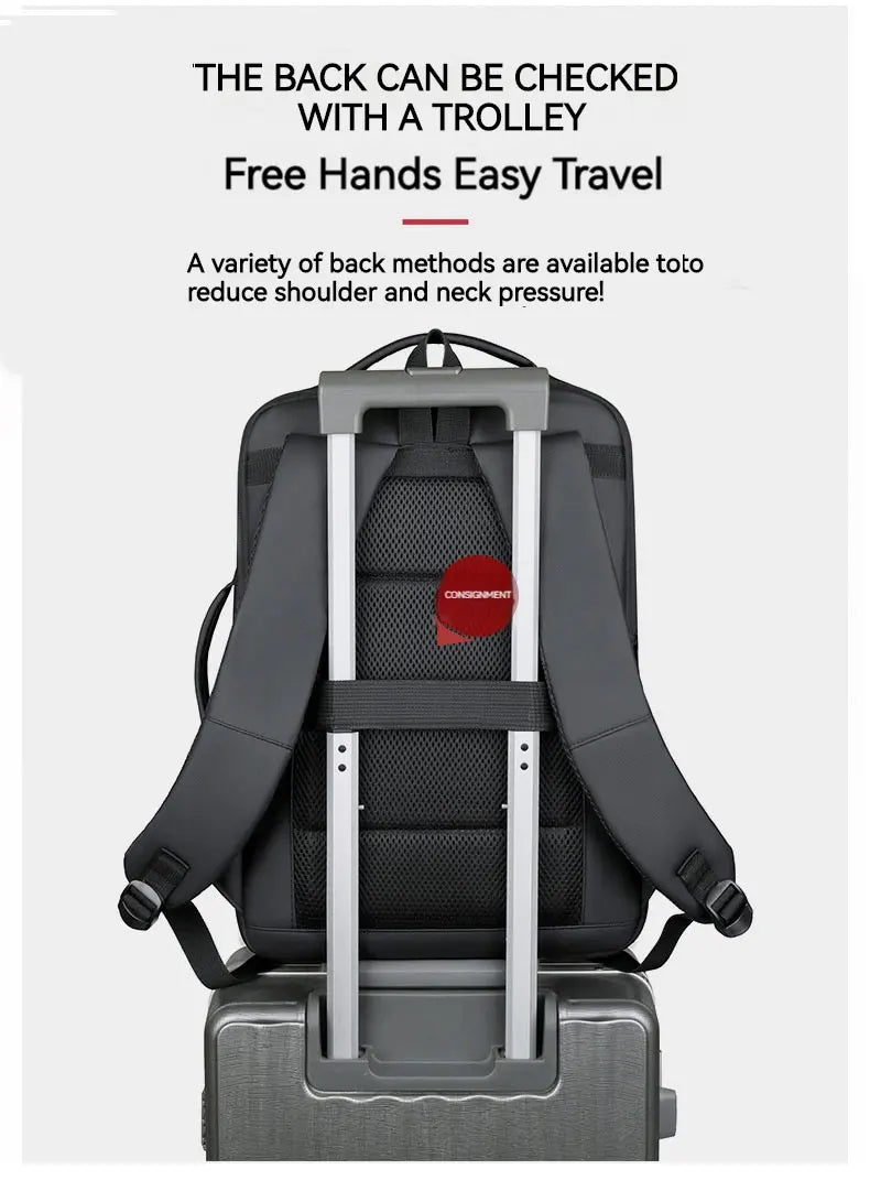 Business Commuter Men's Backpack, Multifunctional Laptop Bag, Solid Color, Simple Men's Backpack
