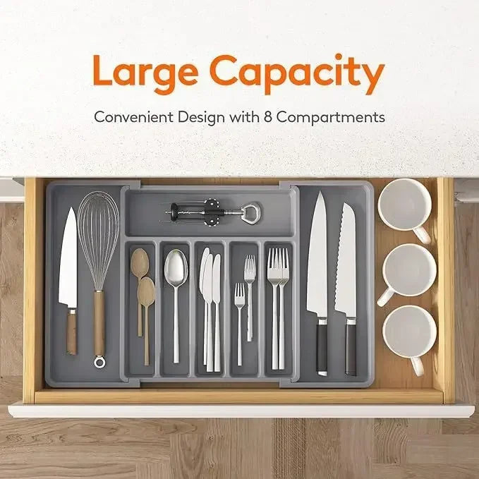 Silverware Organizer Expandable Kitchen Utensil Drawer Organizer Large BPA Free Adjustable Cutlery Silverware Tray