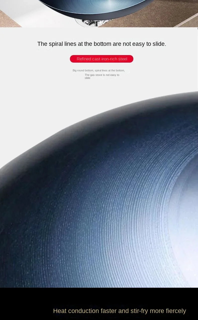 Carbon Steel Wok,12.6" Round Bottom Woks Pan Uncoated Nonstick Pot,Pre-Seasoned Chinese Wok Kitchen Cookware for Gas Cooktops