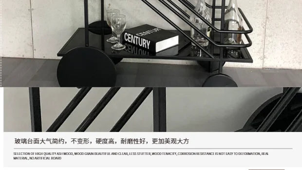 Dining car, iron art small cart, multifunctional, movable tea cart, dessert, food side, wine rack, restaurant side table