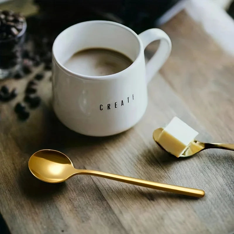 10pcs Stainless Steel Coffee Spoons, Dessert Spoons, Teaspoons, Seasoning Spoons,Suitable for Home, Cafe,Party, Kitchen Supplies
