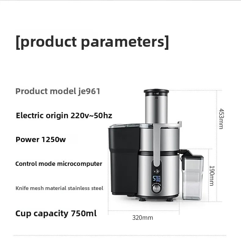 Juicer Machine, 1250W High-Speed Blender for Fruits/Vegetables, BPA-Free 304 Stainless Steel, Easy Clean & Quiet, Household