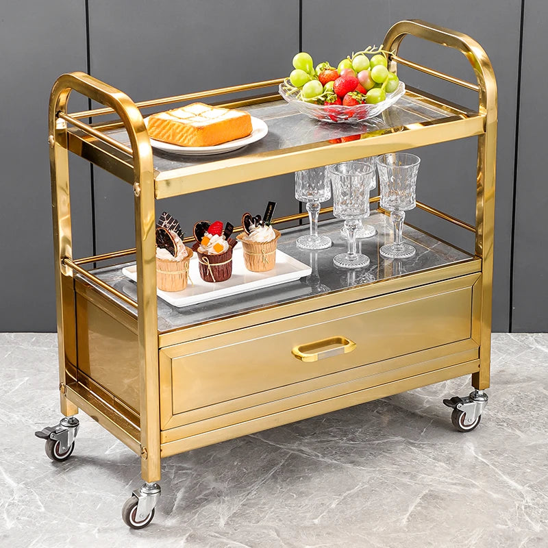 Stainless Steel Utility Cart Restaurant Bar and Hotel Dining Wine Cart Second-Hand Mobile Food Delivery Trolley