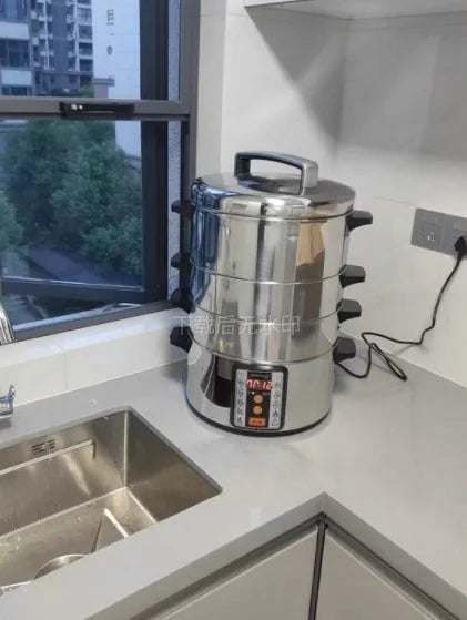 220V Electric Steamer Multifunctional Household and Commercial Stainless Steel Multi-layer Large-capacity Electric Steamer AD