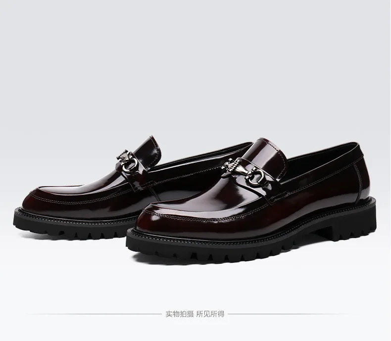 Men's Business Formal Leather Shoes Man Casual Leather Shoes Loafers Casual Business Wedding Shoes for Men Round Toe Slip-On