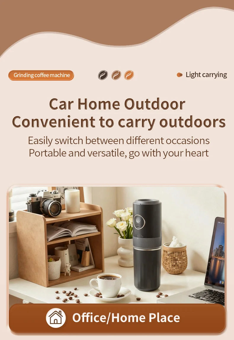 All-in-One Coffee Maker Travel-Friendly Handheld Espresso Machine with Built-in Grinder Mini Pour over Cup for Home And Outdoor