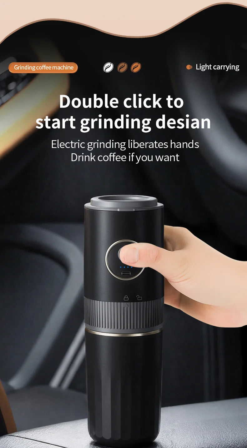All-in-One Coffee Maker Travel-Friendly Handheld Espresso Machine with Built-in Grinder Mini Pour over Cup for Home And Outdoor
