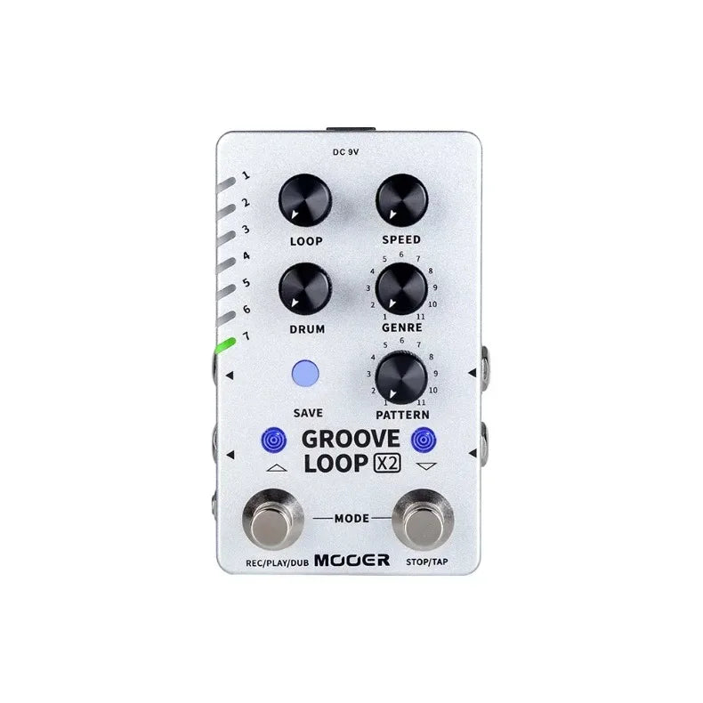 Mooer Groove Loop X2 Stereo Looper With 14 Save Slots Drum Machine Pedal 121 Different Drum 10-minute Capacity Per Track