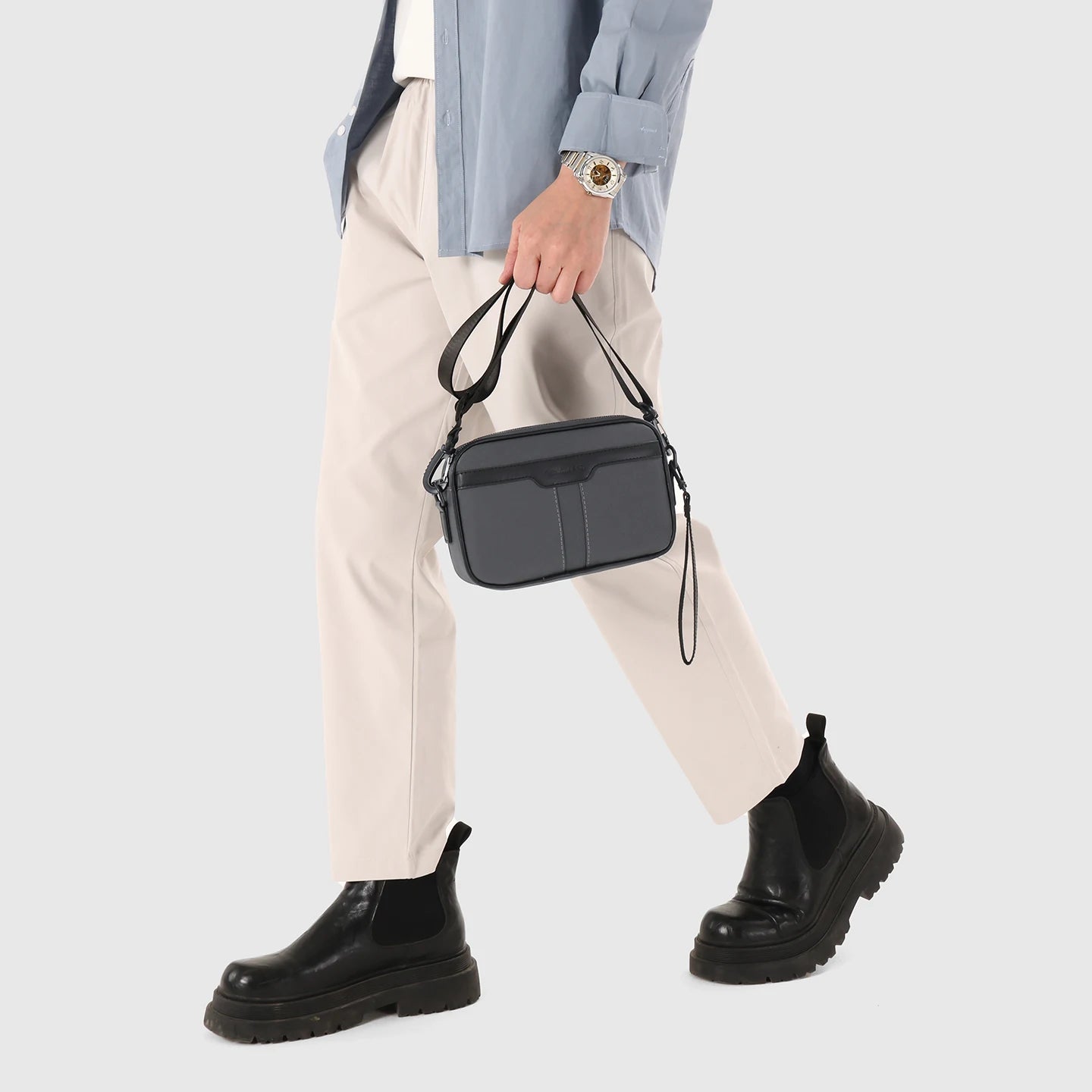 Adjustable Strap Men's Business Bag – Soft PU Leather Crossbody for Commute Travel & Daily Use