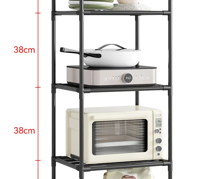 Kitchen multi-layer floor storage rack, household removable storage rack integrated wall rack