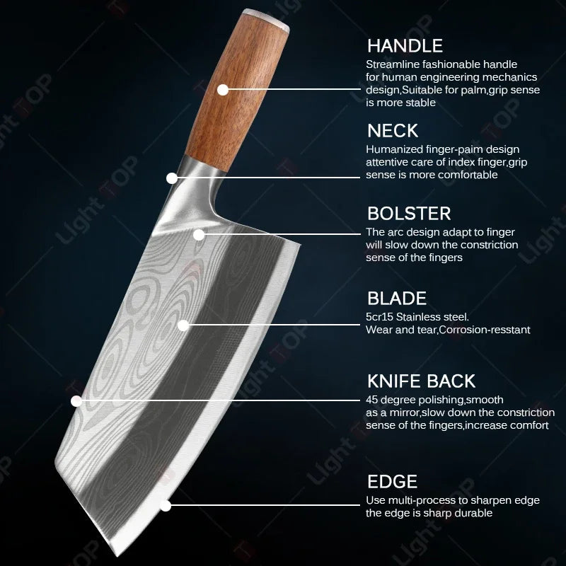 7.8inch Kitchen Knife Multifunctional Effort Saving Knives Household Chopping Knife Meat Cleaver Butcher Knife Kitchen Supplies