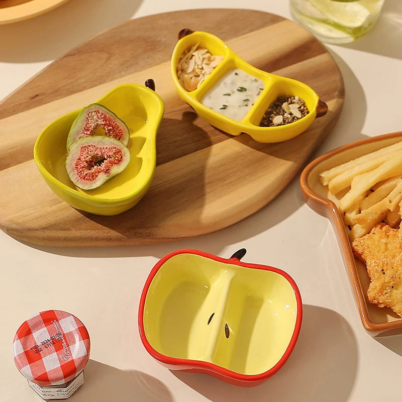 Creative Porcelain Dish Korean Style Cute Fruit Shape Ceramic Household Tableware Barbecue Hot Pot Sauce Condiment Dishes