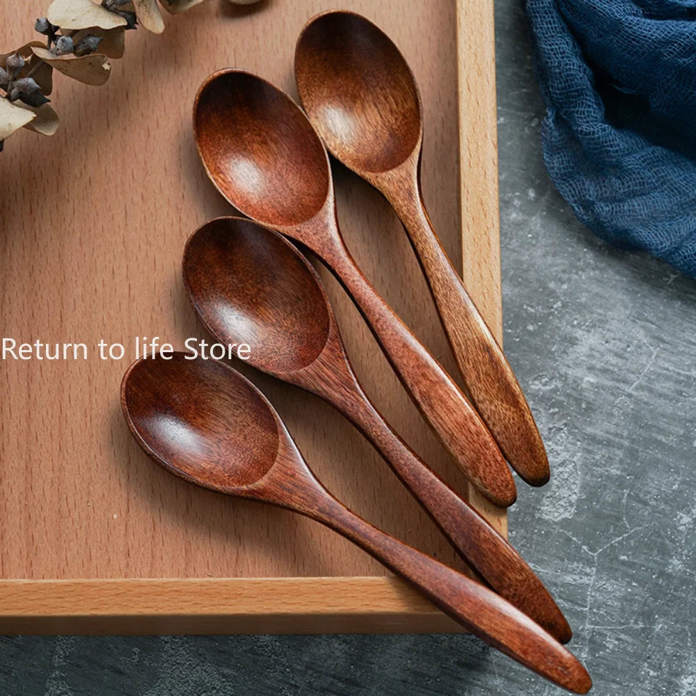 Kitchen Utensils Wooden Cutlery Wood Spoon Dinner Dessert Soup Serving Spoons