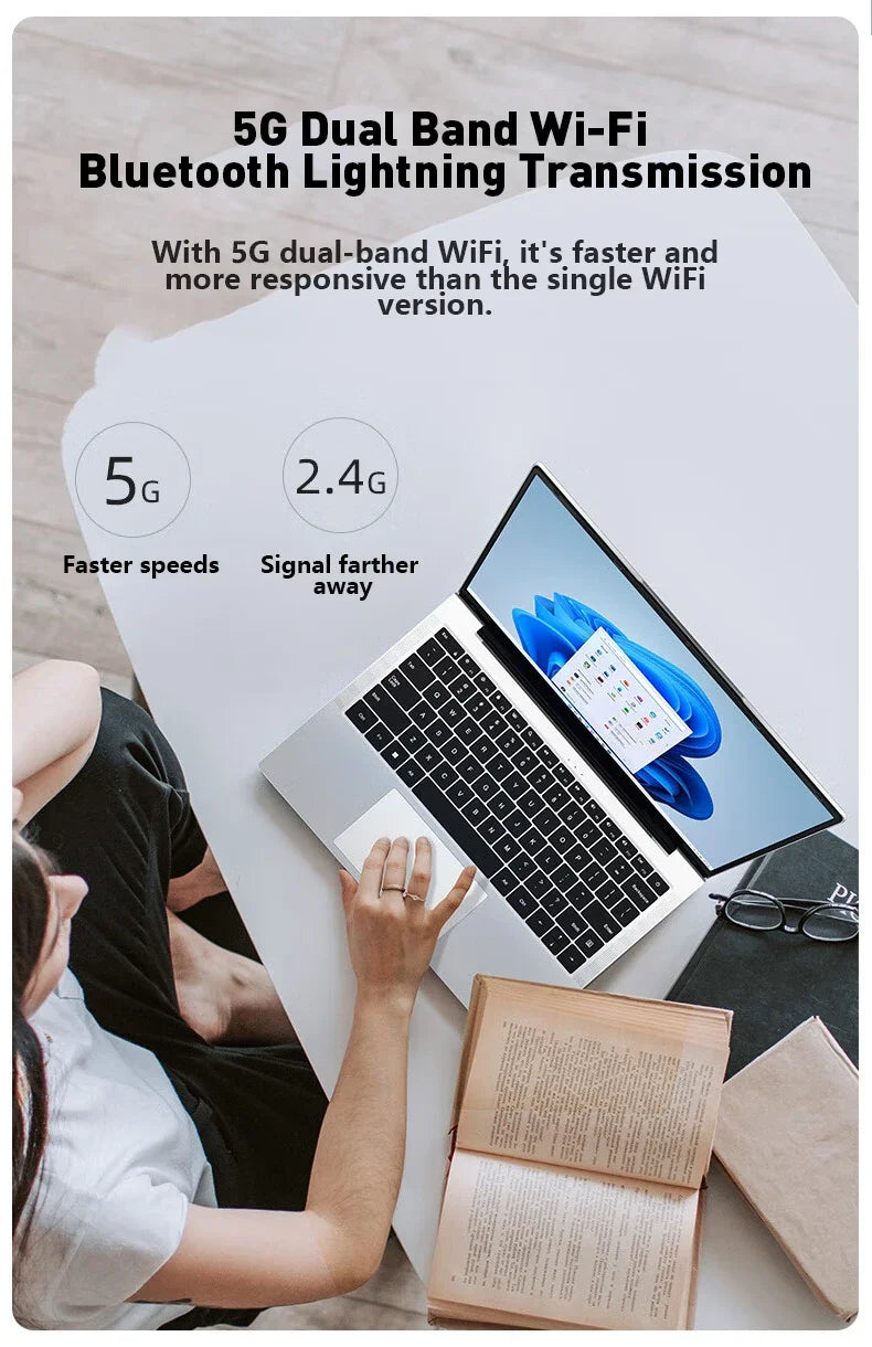 Fine 14.1'' Laptop with Intel 4405U,120Hz FHD IPS Screen,32GB RAM,2TB SSD,5000mAh Backlit Keyboard