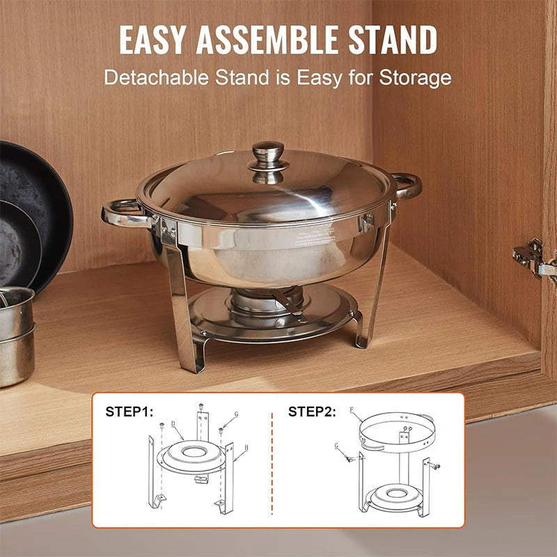 Chafing Dish Buffet Set 5QT Stainless Steel Round Chafing Dishes for Buffet With Lid Buffet Servers and Warmers for Party