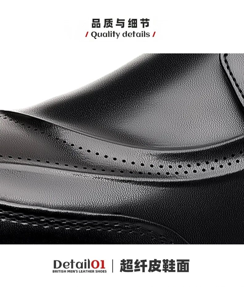 High-end Business Men's Shoes Trend Business Casual Leather Shoes Lace-up Big Head Formal Men's Leather Luxury Leather Shoes