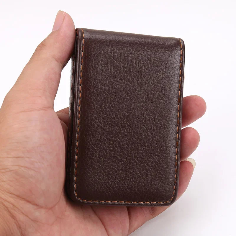 Vertical Version PU Leather Business Card Case Business Card Holder Pocket Business Office Name Card Holder With Magnetic Shut