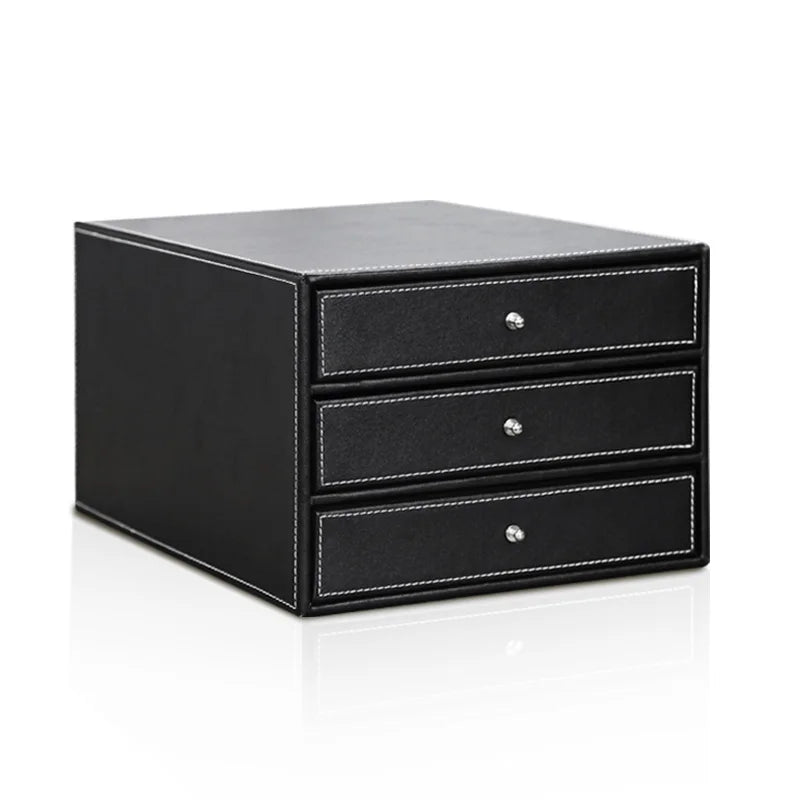 High-End Business Leather Office Supplies Set, Pen Holder, Desktop File Cabinet, Desktop Storage Box