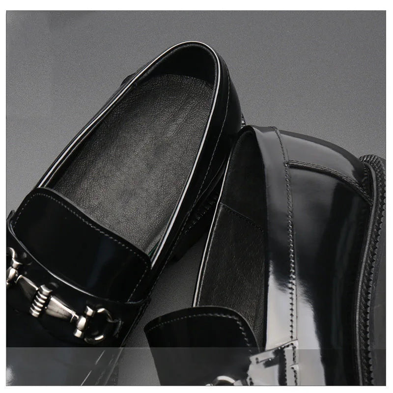 Men's Business Formal Leather Shoes Man Casual Leather Shoes Loafers Casual Business Wedding Shoes for Men Round Toe Slip-On