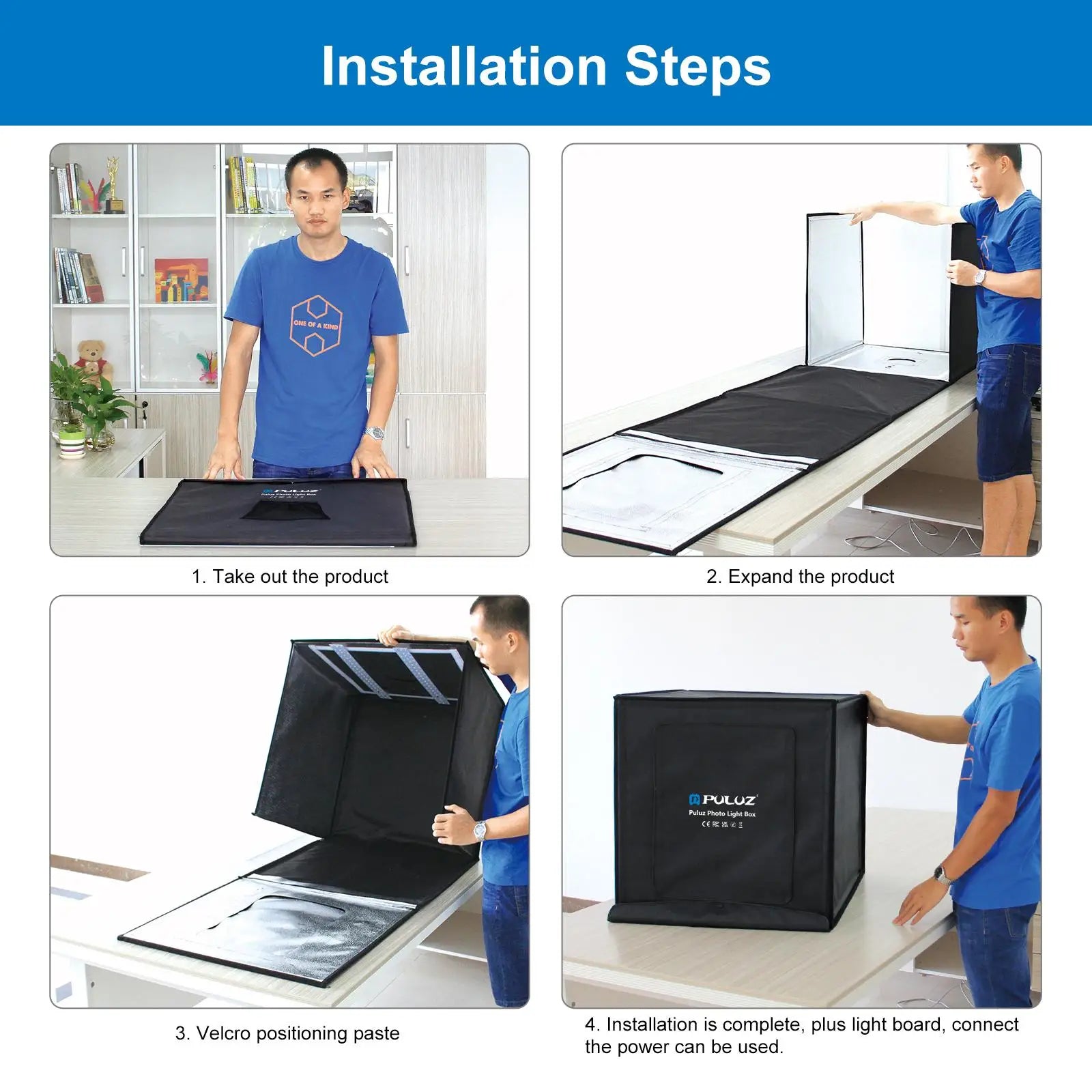 PULUZ 60x60 Photo Studio Light Box Photography Studio Shooting Light Tent Box 6 Colors Backgrounds Tabletop LED Light Studio Box