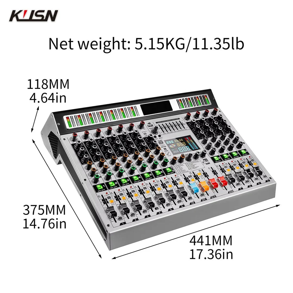 12 Channel 99 DSP Digital Mixer Professional Powered Audio Mixing Console Power Soundcraft Sound Mixer with Bluetooth USB