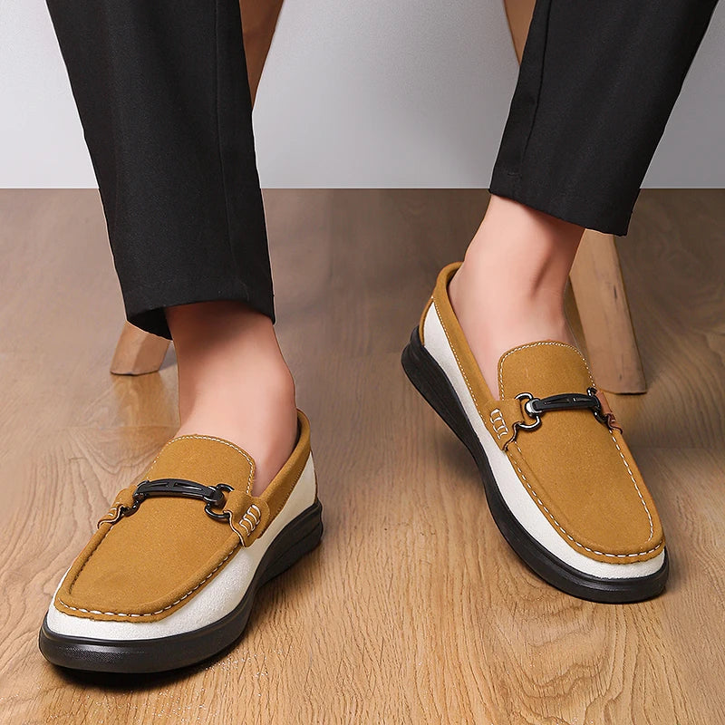 Business Formal  Travel Leather Shoes Fashionable and Comfortable Cowhide Suede Casual Shoes Soft Comfortable Mens Driving Shoes