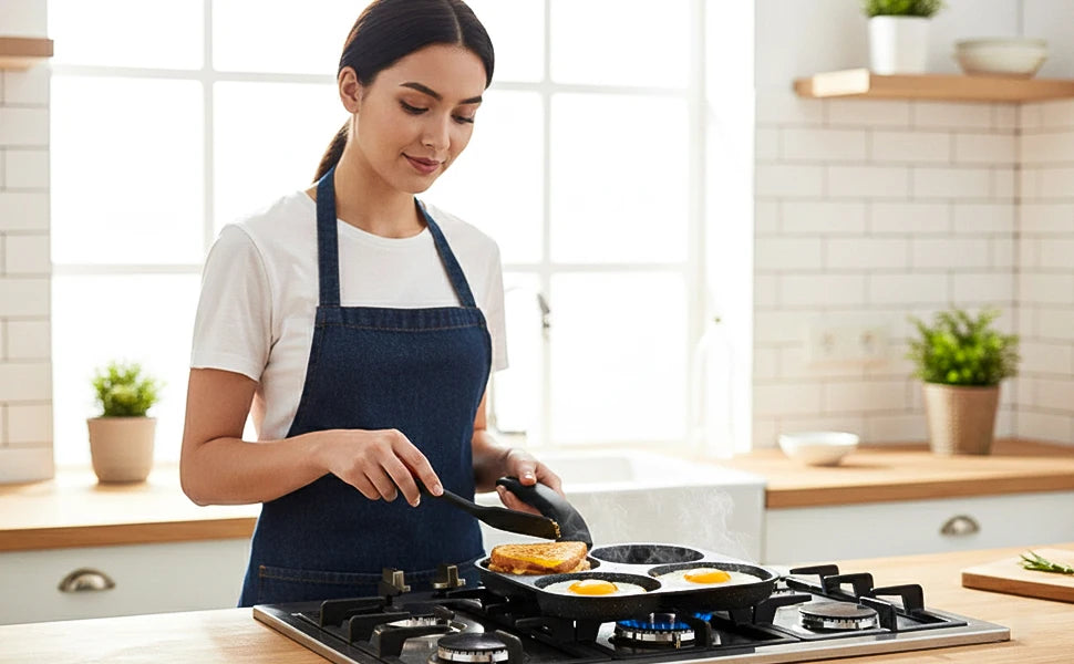 Egg Pan Nonstick and Egg Frying Pan Versatile Breakfast Skillet for Eggs Pancakes Plett with Gas Stove and Induction Cooktop