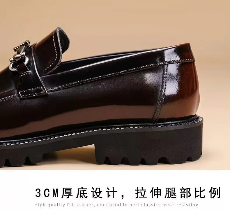 Men's Business Formal Leather Shoes Man Casual Leather Shoes Loafers Casual Business Wedding Shoes for Men Round Toe Slip-On