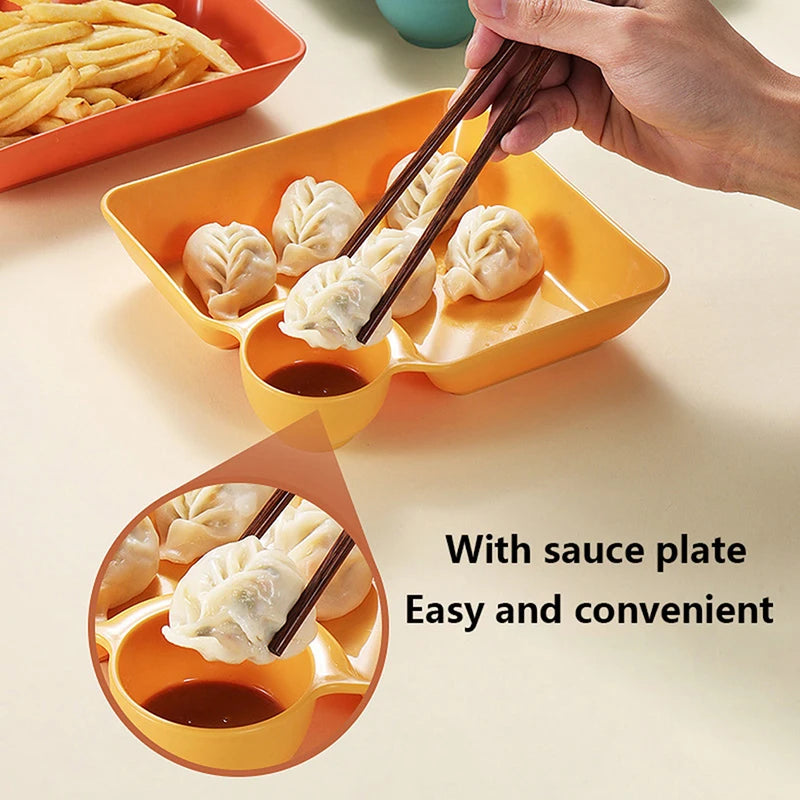 Large Square Dumpling Plate with Vinegar Space Snack Platter Creative Separated Divided Tray Tableware christmas tableware