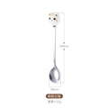 Coffee and Dessert Spoons Flatware Kitchen Tools Ice Cream Cartoon Stirring Spoon Stainless Steel Long Cat Handle Ceramic Spoon