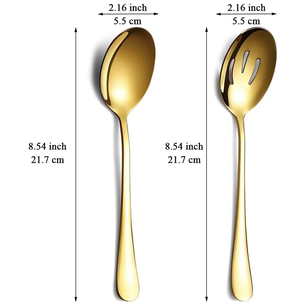 Serving Set Serving Spoons and Slotted Spoons, Stainless Steel Buffet Utensils, Banquet Spoons, Dishwasher Safe, Kitchen