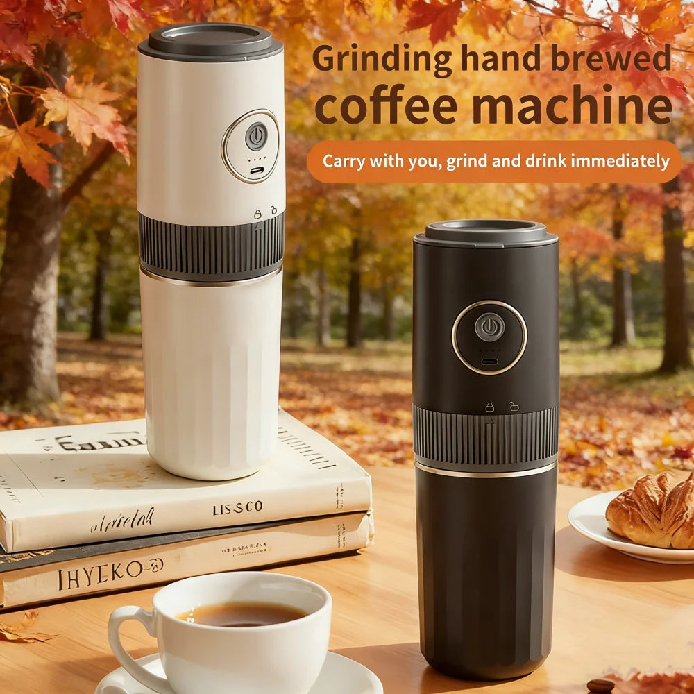 All-in-One Coffee Maker Travel-Friendly Handheld Espresso Machine with Built-in Grinder Mini Pour over Cup for Home And Outdoor