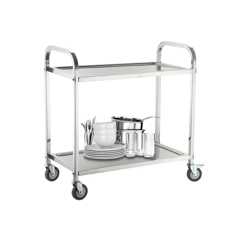 Other Restaurant and Hotel Supplies Stainless Steel Food Serving Trolley With Dining Cart Kitchen Storage Trolley