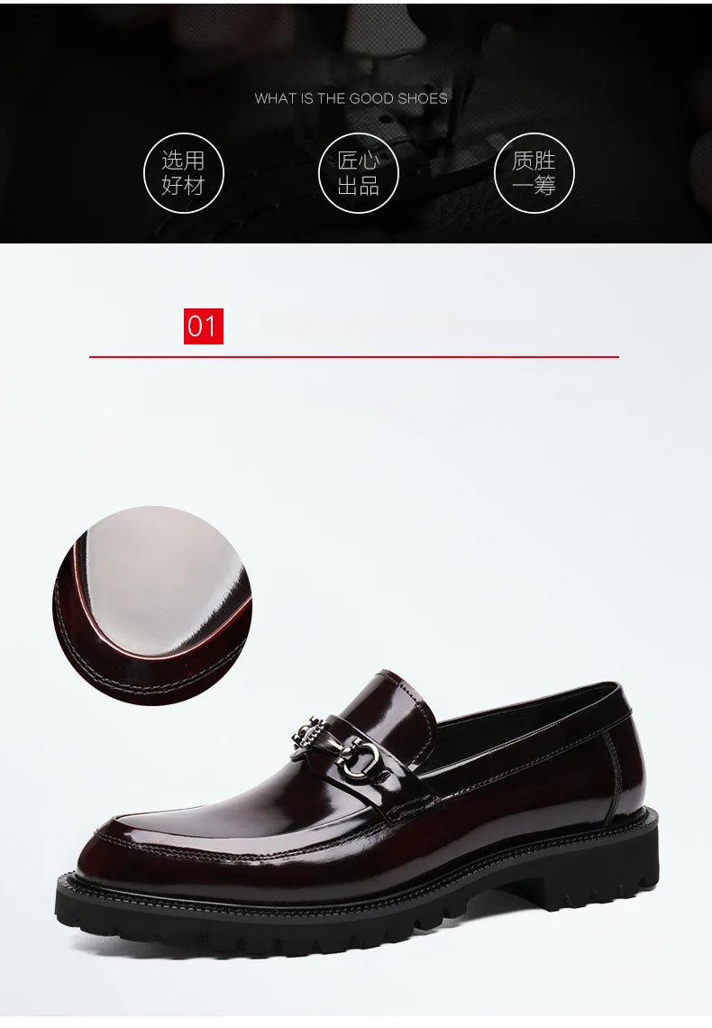 Men's Business Formal Leather Shoes Man Casual Leather Shoes Loafers Casual Business Wedding Shoes for Men Round Toe Slip-On