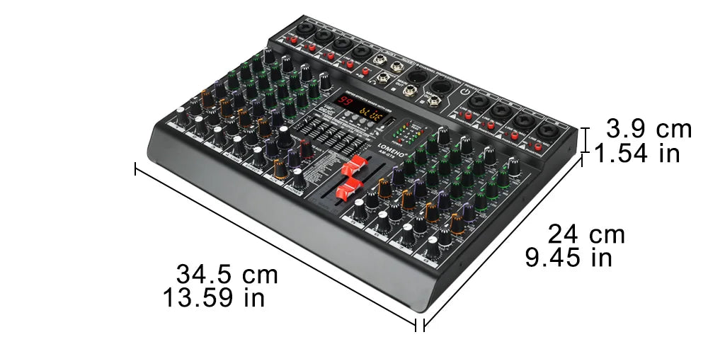 LOMEHO 7 Band EQ Audio Sound Mixer Table 6/8 Channel Mixing DJ Console with USB 2 AUX Output Individual 48V 99 Effect  AM-GT6/8