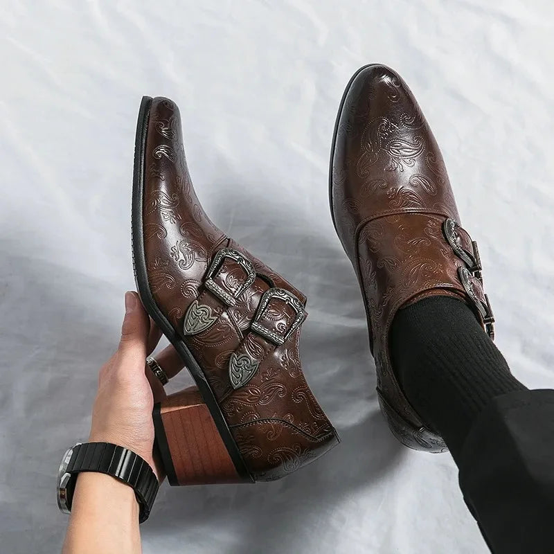 Men's Dress Shoes Fashion Belt Buckle Design Shoes Retro Carved Brogues Shoes Classic Business Formal Shoe Luxury Wedding Shoe
