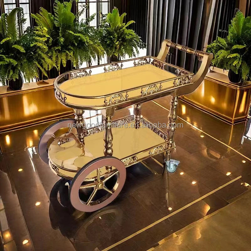 Luxury Modern Restaurant Food Trolley High Quality Commercial Stainless Steel and Iron for Hotel and Dining